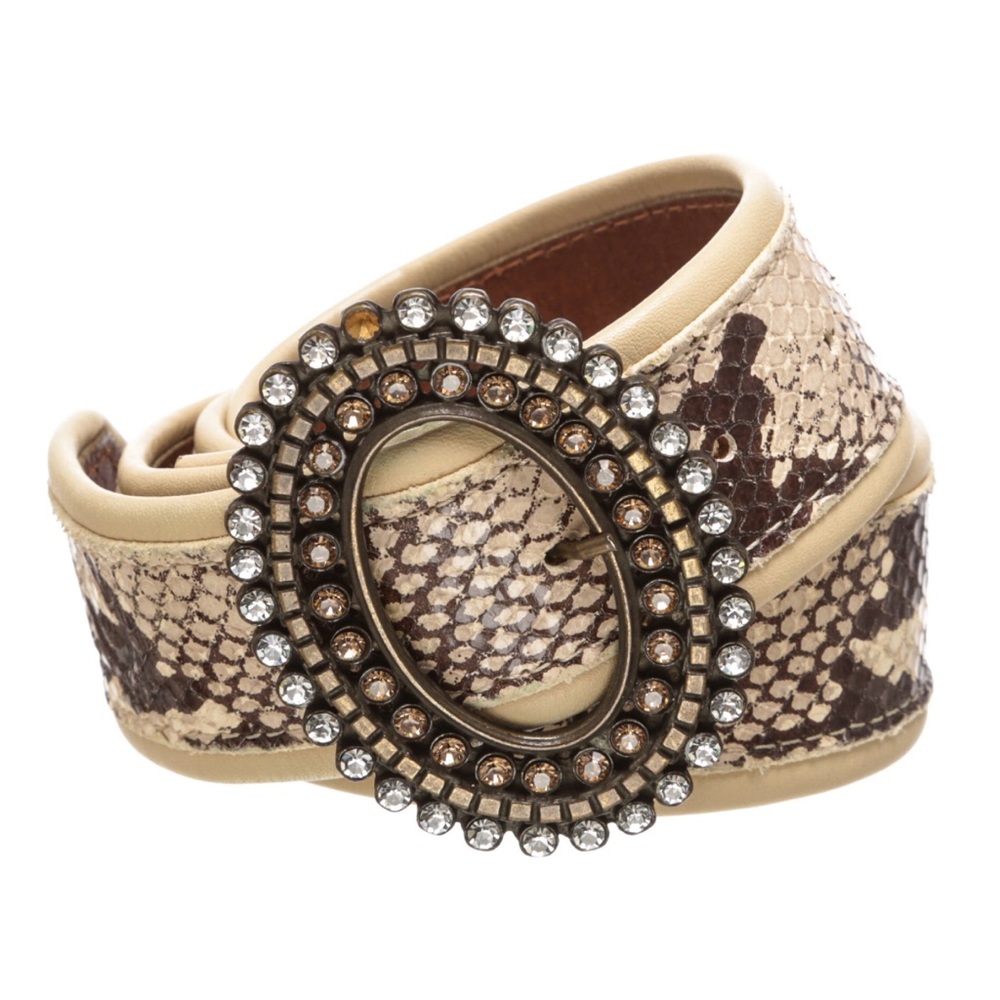 Dolce & Gabbana Snake Print Jewel Buckle Belt 80